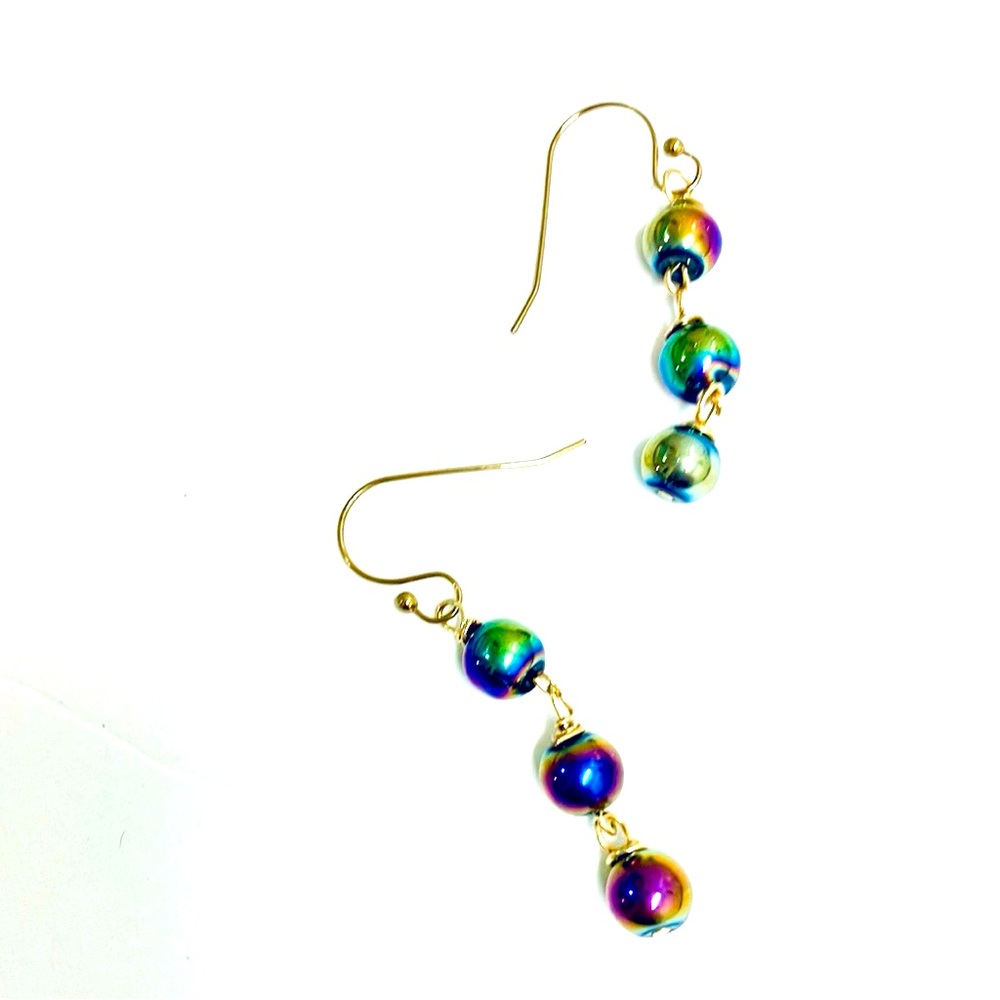 Festive Artisan Oil Slick Earrings